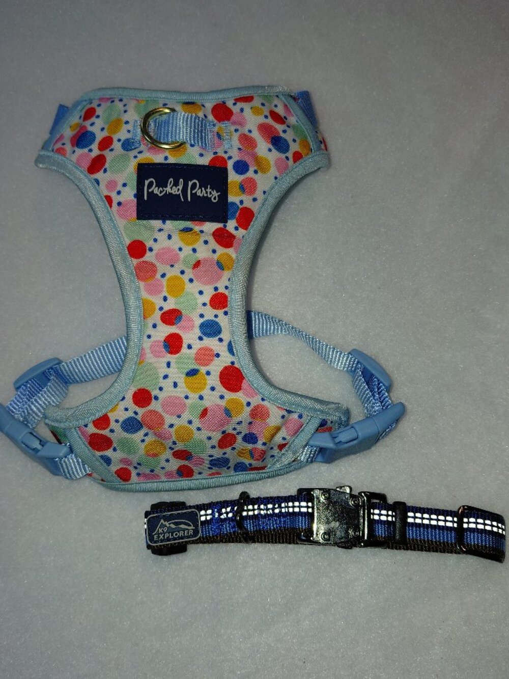 Packed Party Dog Harnes Sz Small (10-20 lbs) & Coastal K9 Explorer Collar 8-12"